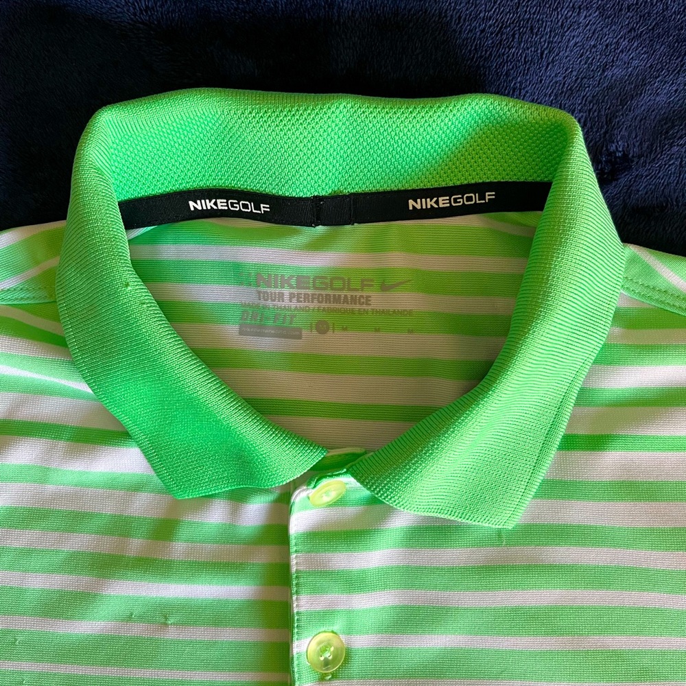 Men’s Nike Dri-Fit Polo Green Stripe Medium size - smoke free home
